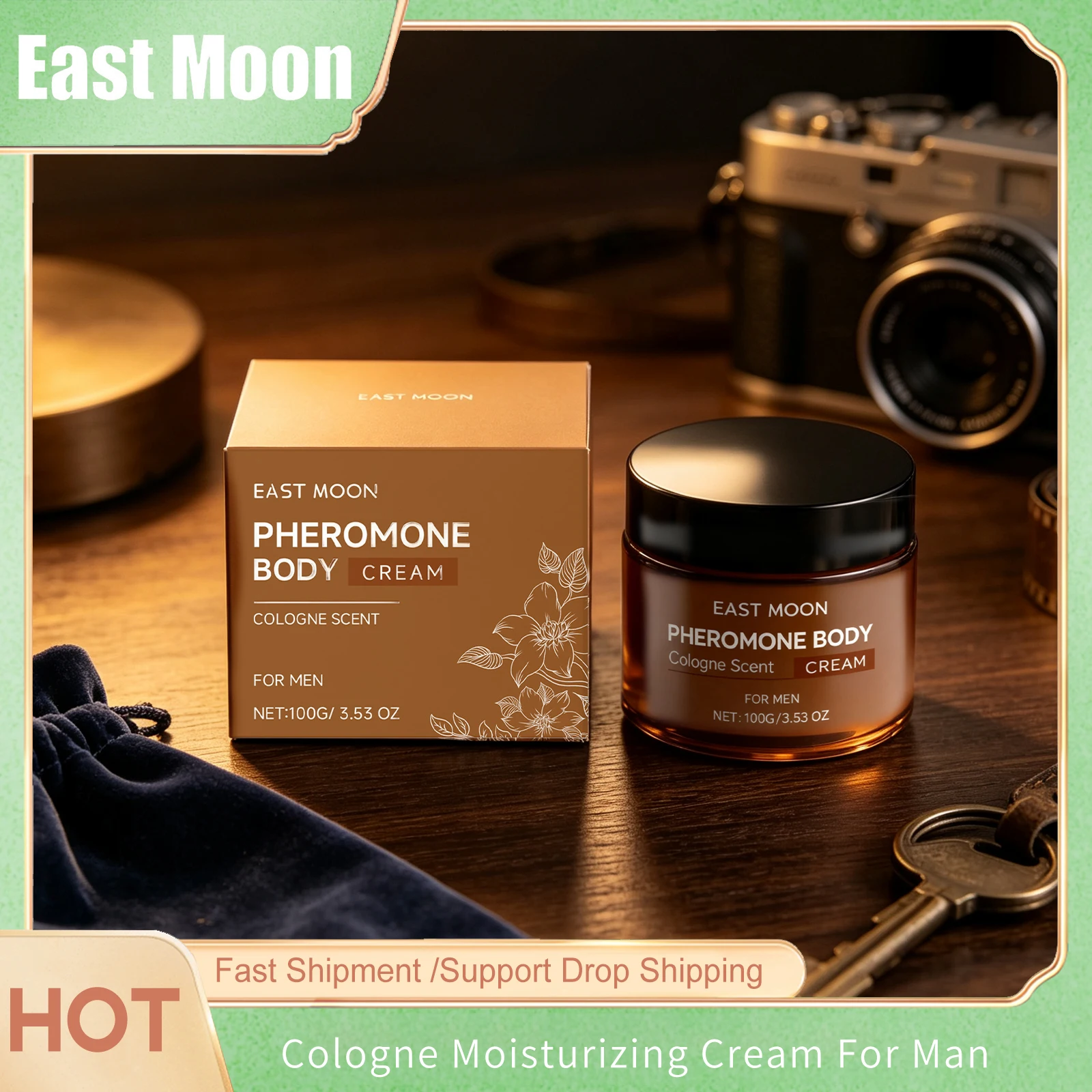 East Moon Men Fragrance Moisturizing Lotion Enhance Self-Confidence Relieves Odor Lasting Freshing Daily Dating Body Moisturizer