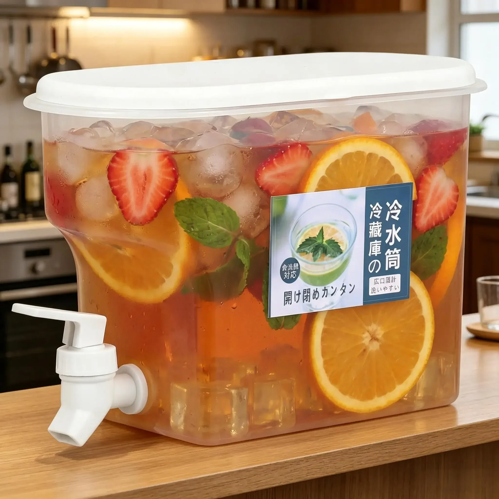 3.5L Cold Water Jug Large Capacity Cold Kettle with Faucet Juice Lemonade Drinks Bucket Liquid Storage Tank For Summer Party
