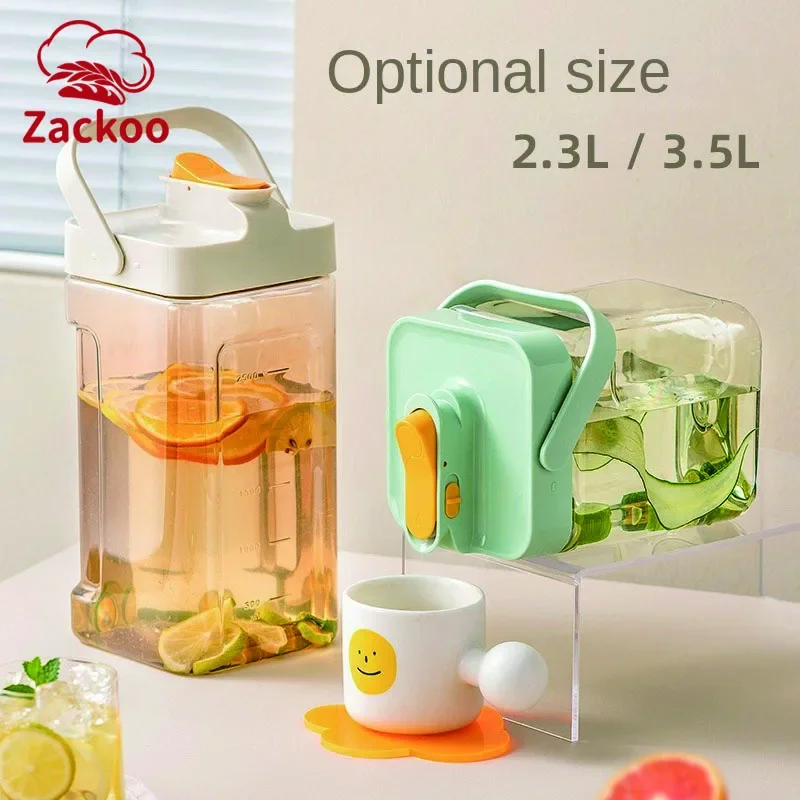 Zackoo 3.5L Cold Water Kettle With Faucet In Fridge Cold Bubble Bottle Kettle Fruit Tea Bucket Large Capacity Beverage Bucket