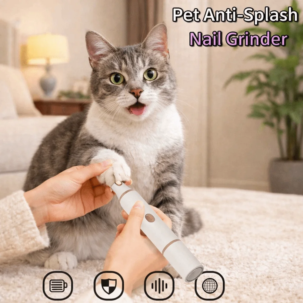 Low Noise Electric Dog Hair Trimmer Dual-Head Design Powerful Motor Cat Nail Clipper USB Charging Professional Pet Grooming Tool