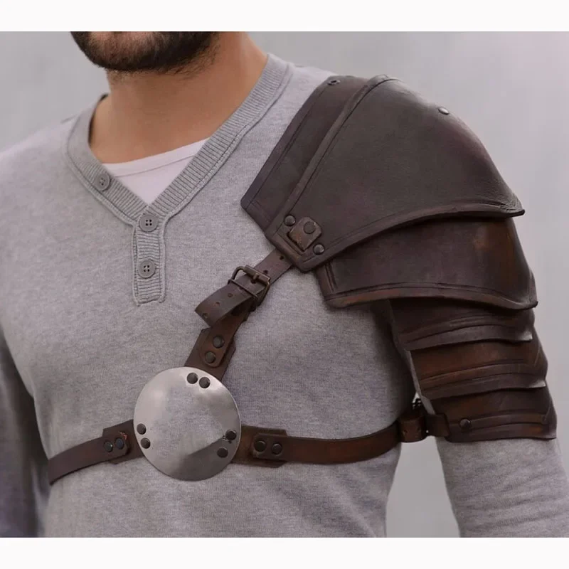 Medieval Costume Viking Knight Gladiator Cosplay Accessories Vintage Gothic Leather Suspender Belt Shoulder Armor Shoulder Pads