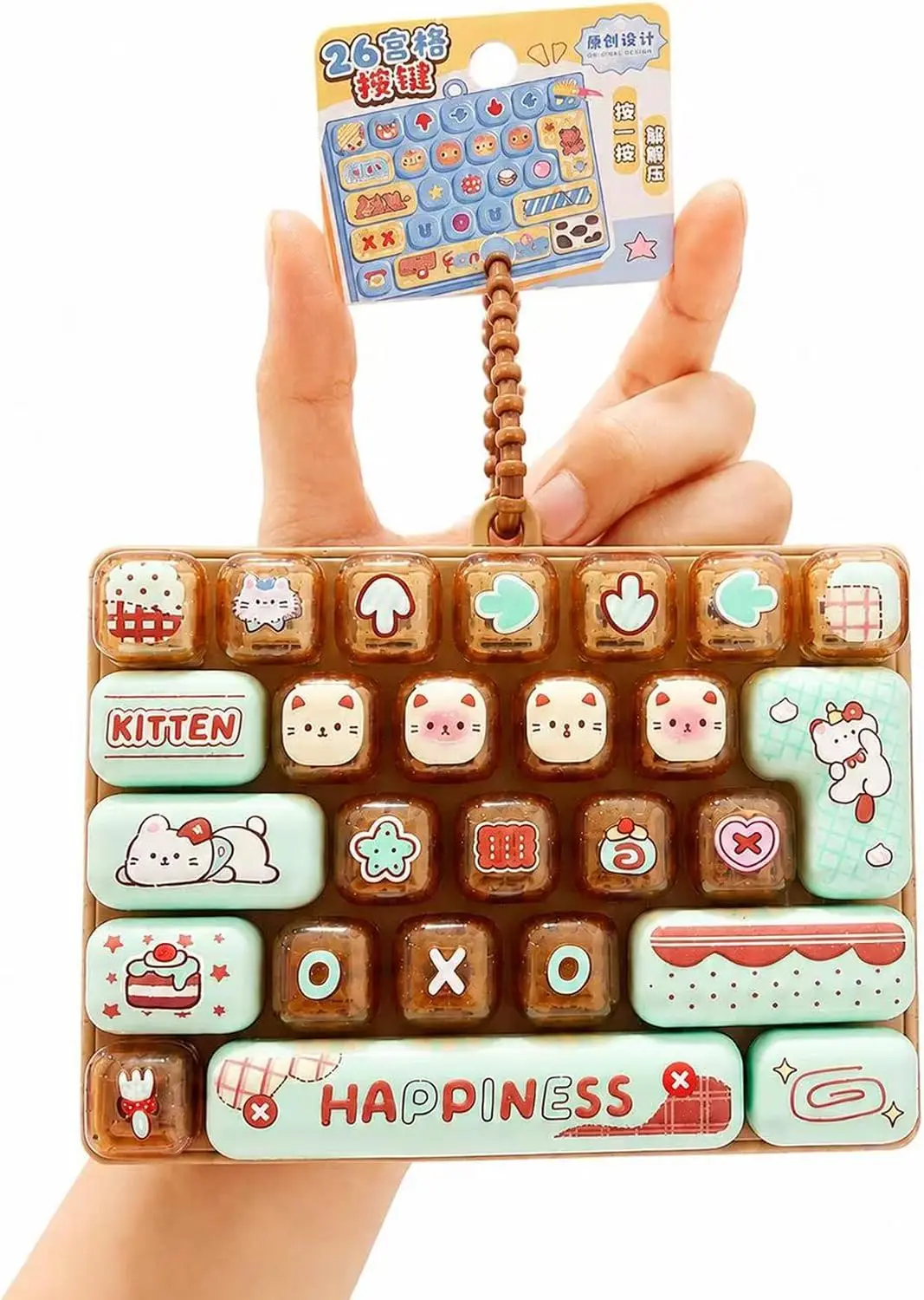 26-Key Mini Mechanical Keyboard Fidget Toy Keychain Restless Adults |Clicky Stress Relief Toy for Adults, Portable Backpack Clip