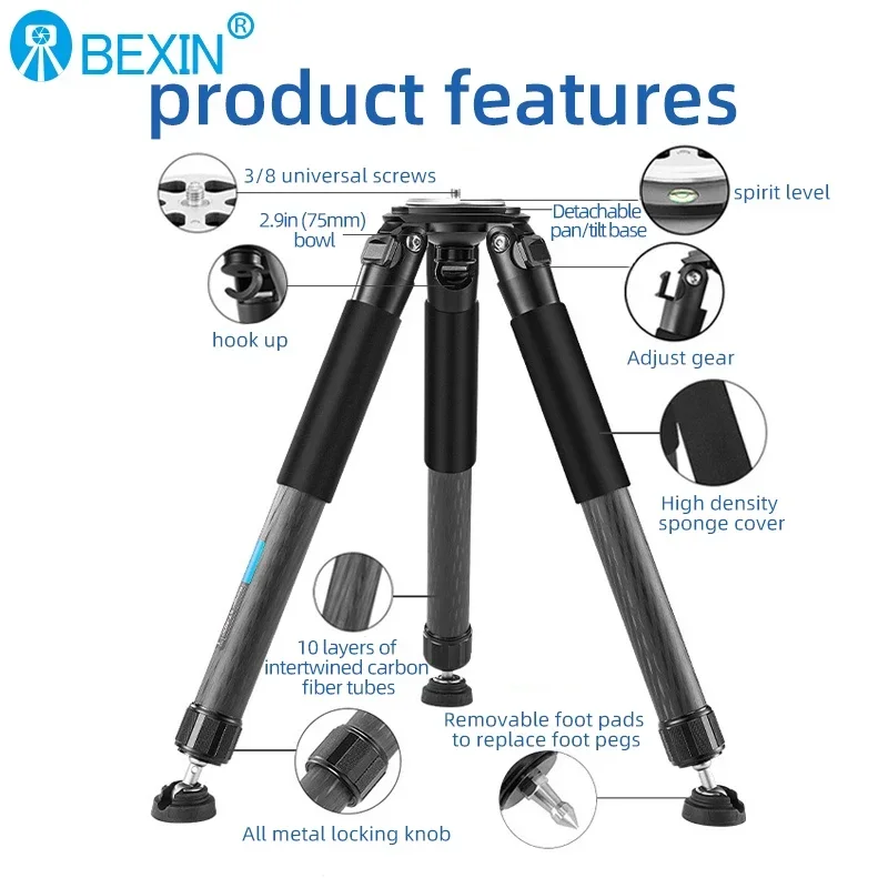 Compact Carbon Fiber Tripod Portable Professional Bird Watching Landscape Outdoor Travel Photography Stand ST402C