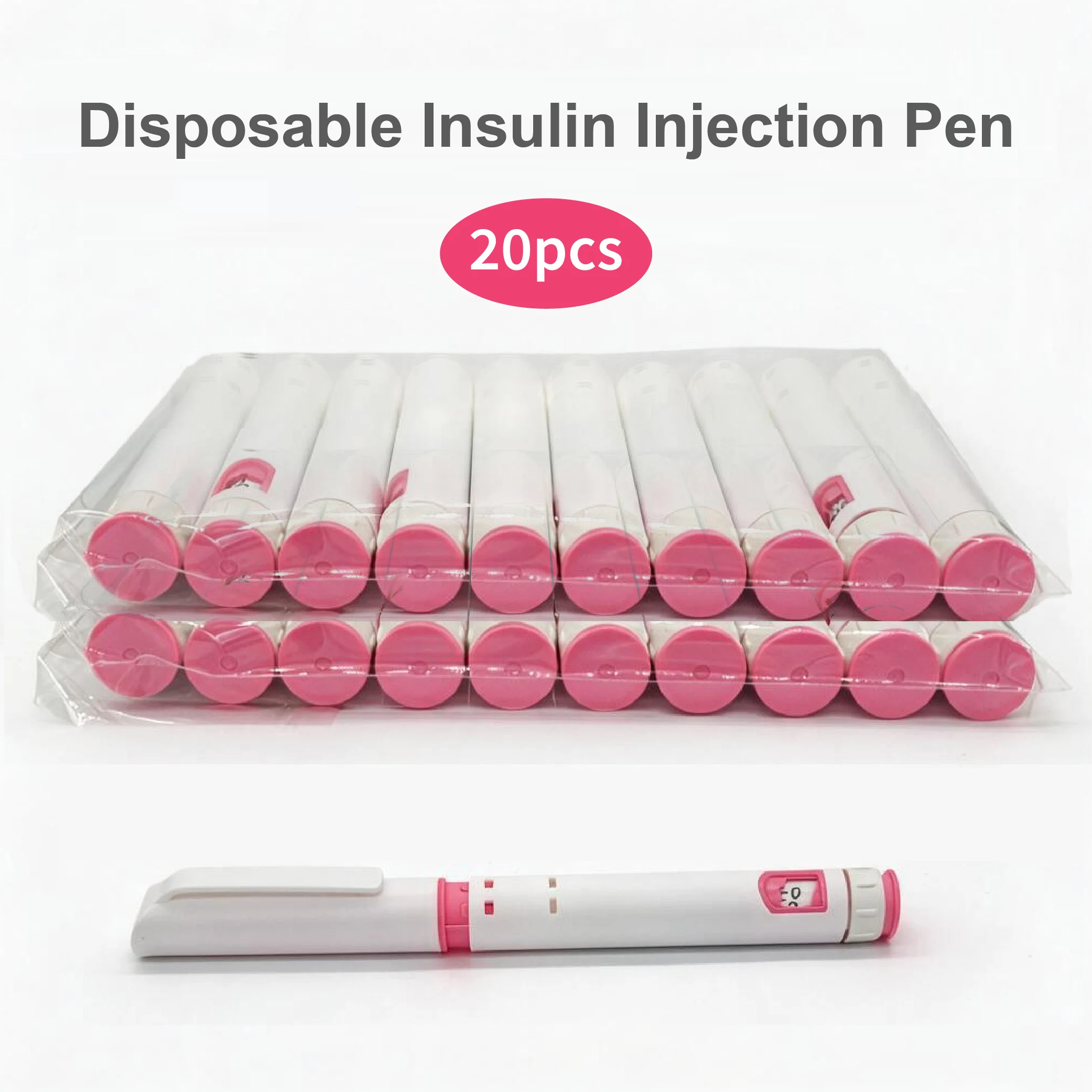 Wholesale 20pcs Pink 60IU Plastic Disposable Insulin Peptide Injection Pen Magic Pen Tattoo Pen Suitable for 3ml Glass Cartridge