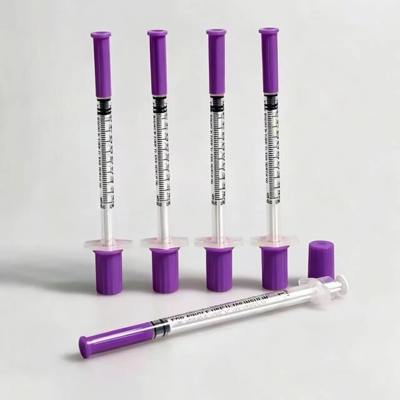 Purple Pink Orange Insulin Syringe 10/50/100 Pcs 1CC 0.5CC 0.3CC Human Veterinary Insulin Syringe