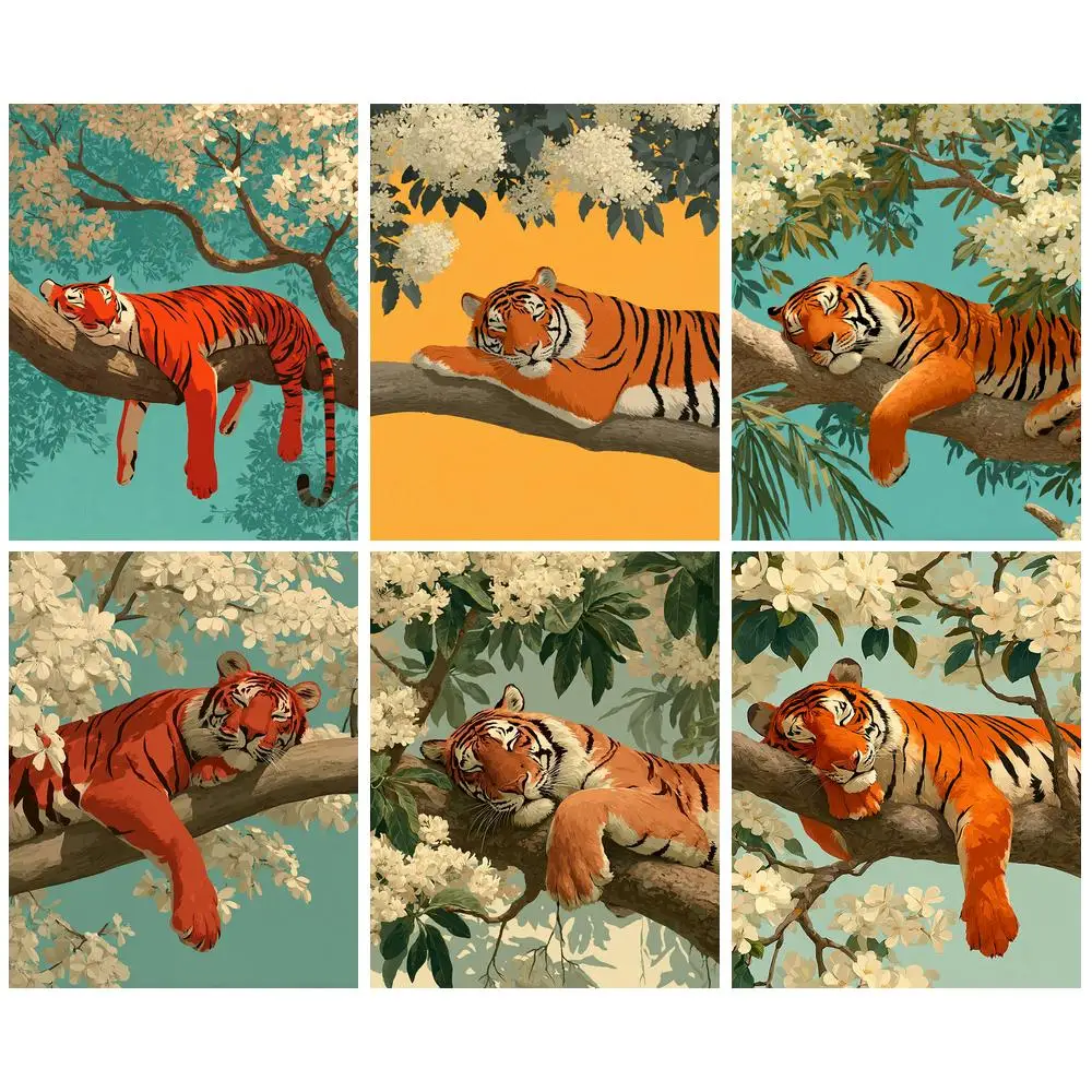 GATYZTORY Paint By Numbers Adults Crafts Drawing By Numbers Tiger Animal Interior Unique Gift Digital Oil Number Painting Kits
