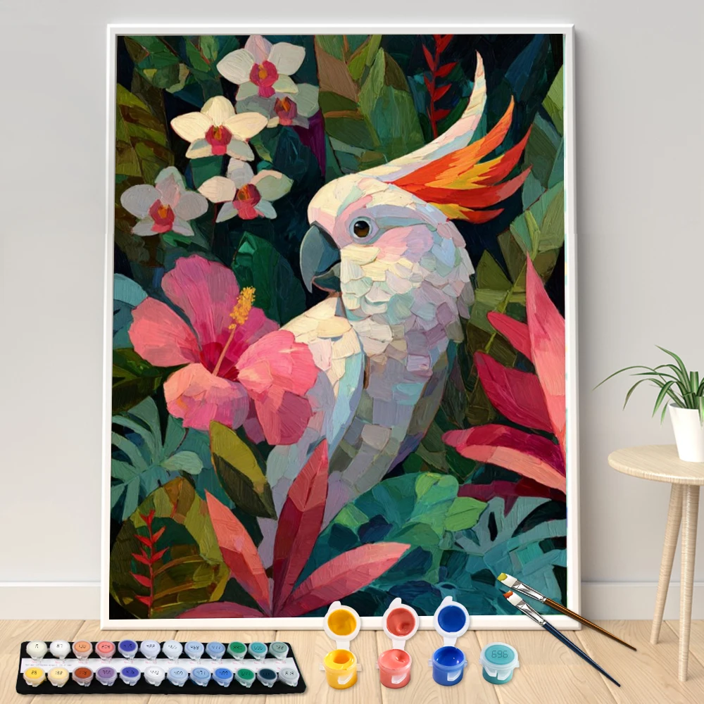 Digital Acrylic Painting Kit DIY Colorful Parrot Hand Art Canvas Hand Painted Home Decor Personalized Surprise Gift