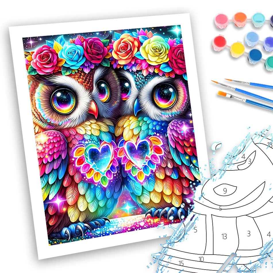 GATYZTORY Painting By Numbers With Frame Digital oil paintings Set Number Painting Handwork Owl Room Decoration Gift Modern Set