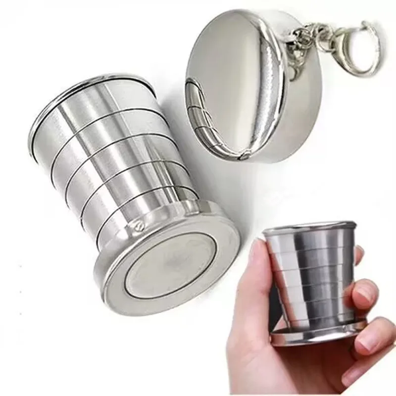 Stainless Steel Folding Cup Portable Outdoor Travel Camping Telescopic Cup Ourdoor Foldable Drinkware 75ml/150ml/250ml