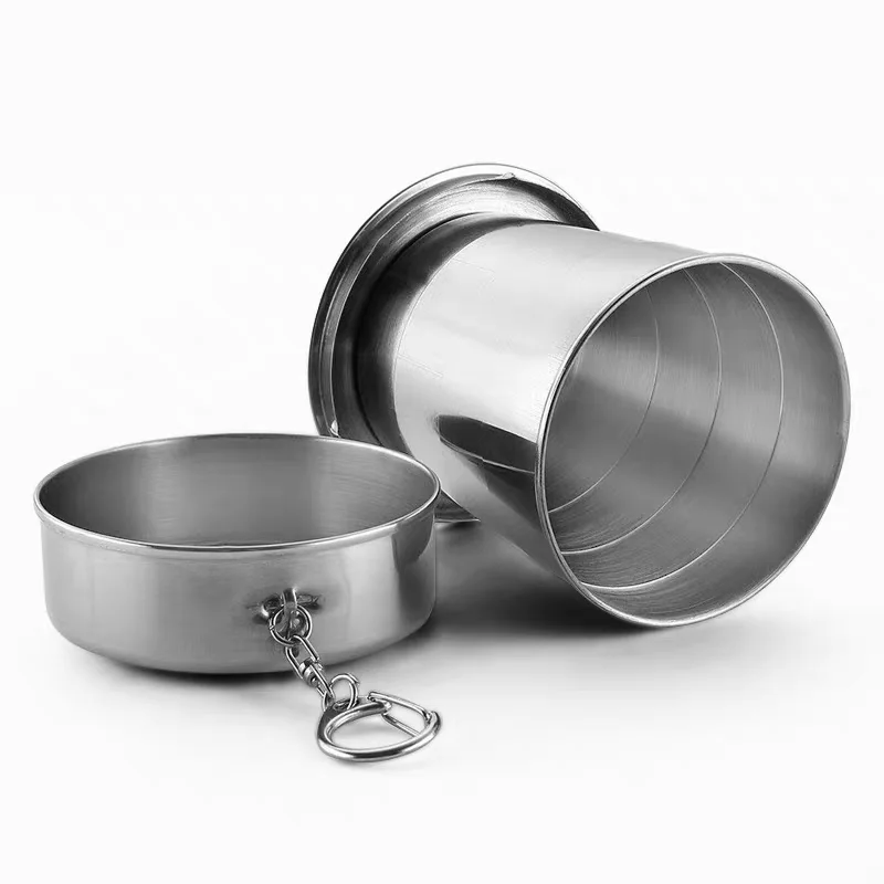 Stainless Steel Folding Cup Portable Outdoor Travel Camping Telescopic Cup Foldable Drinkware 75ml/150ml/250ml Cocktail Set
