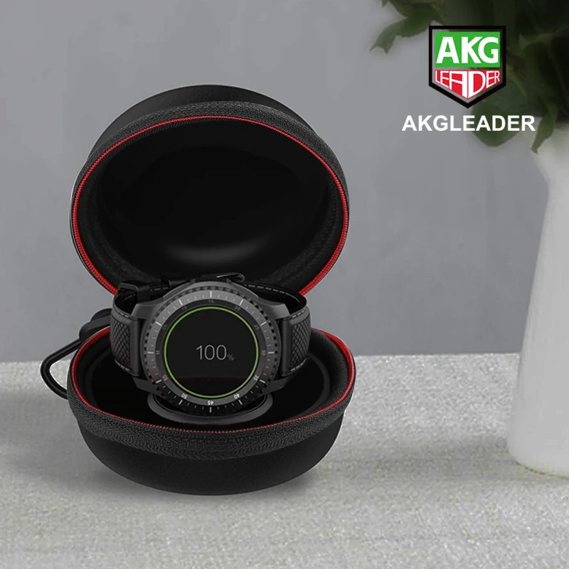 For Samsung Galaxy Watch 3 4 5 46mm Gear S3 Portable Charger Holder Dock Case Travel Hard Protective Bag Pouch Cover Zipper Box
