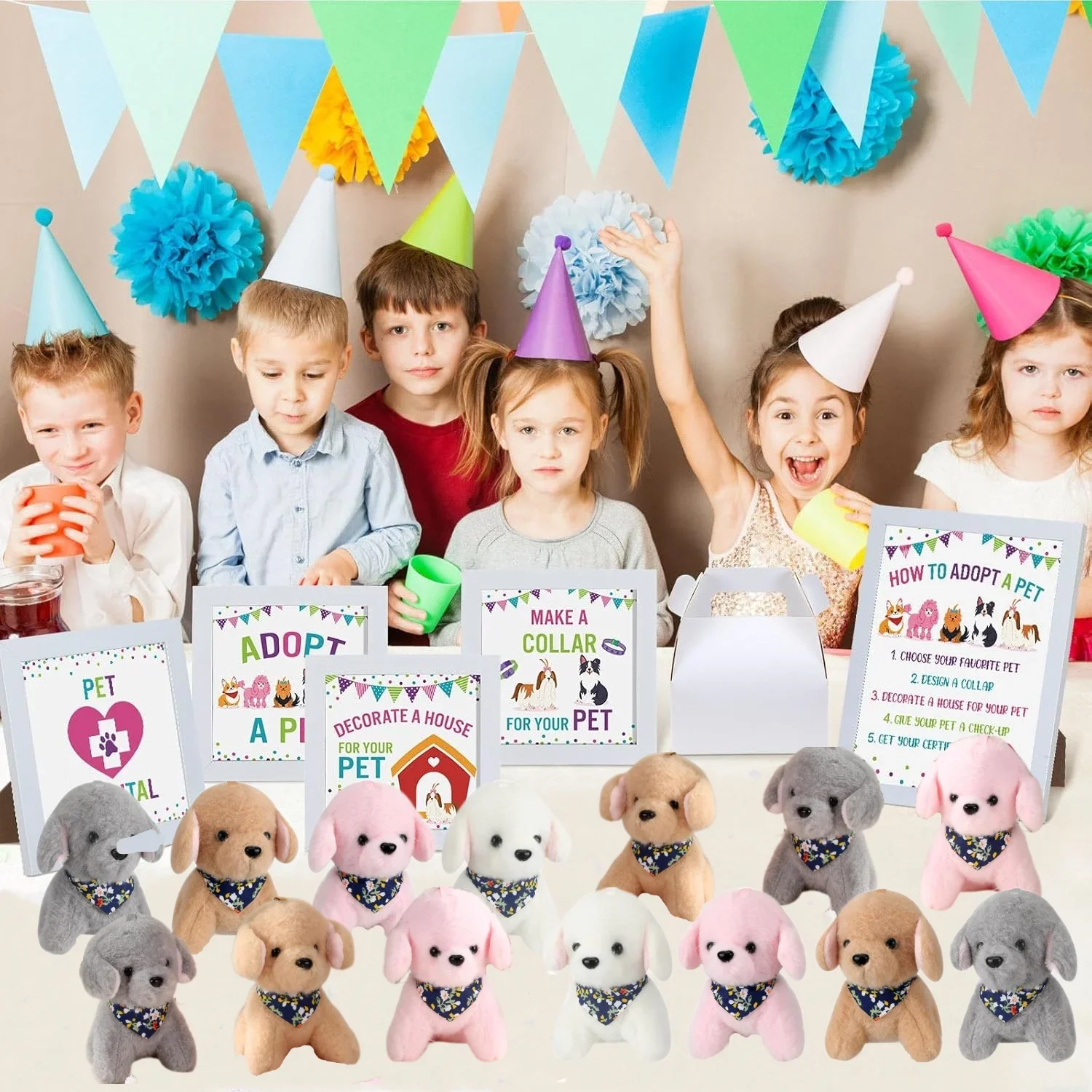 12/24PCS Mini Plush Stuffed Dogs 12cm Plush Puppy Stuffed Animals for Adopt a Pet Party Favors Birthday Gifts Baby Shower