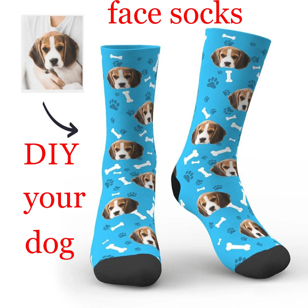 Customize funny pet photo face socks holiday gifts to personalize your dog novelty Anniversary gifts unisex