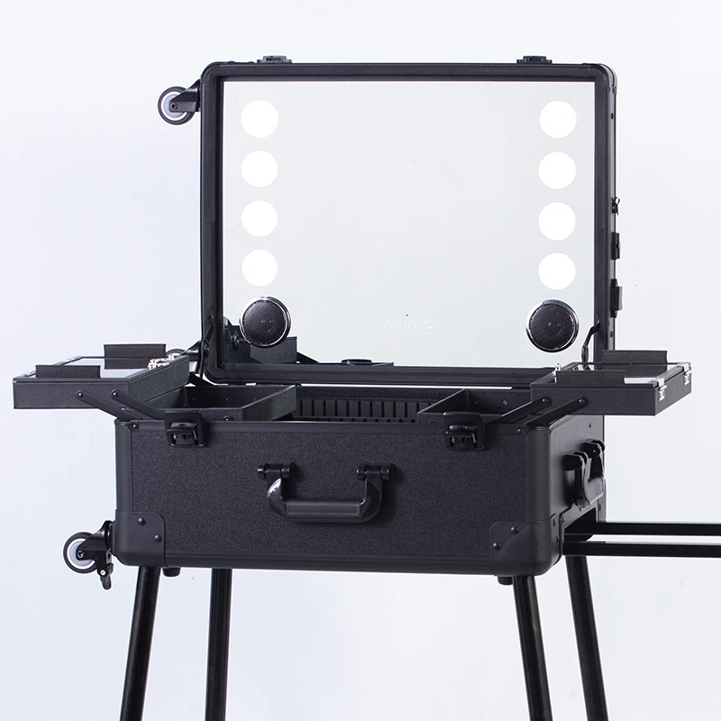 Hidden bracket Bluetooth with lamp trolley cosmetic case Professional follow-up artist Makeup artist special beauty toolbox
