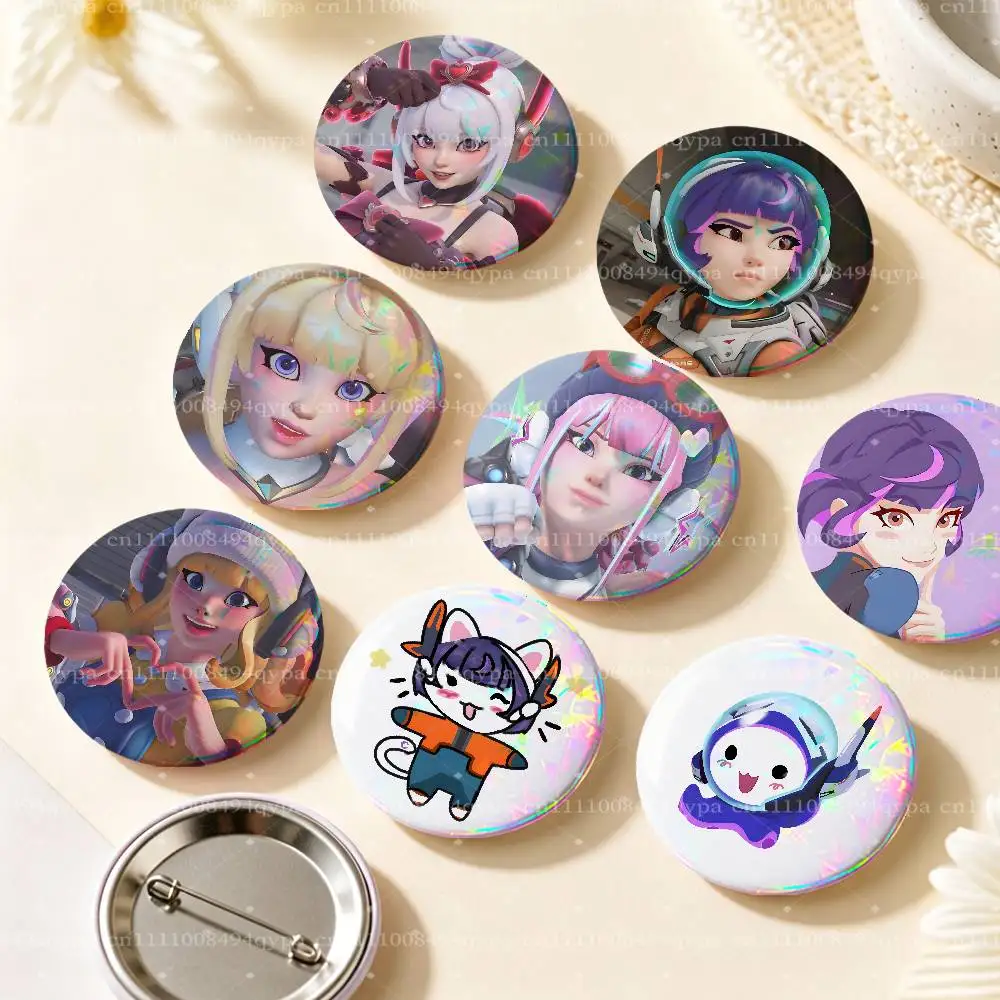 Juno O-Overwatch Pin Buttons Round Badge for Clothes Bags Hats Pins Accessories Backpacks Tote Bags Outfit Decor