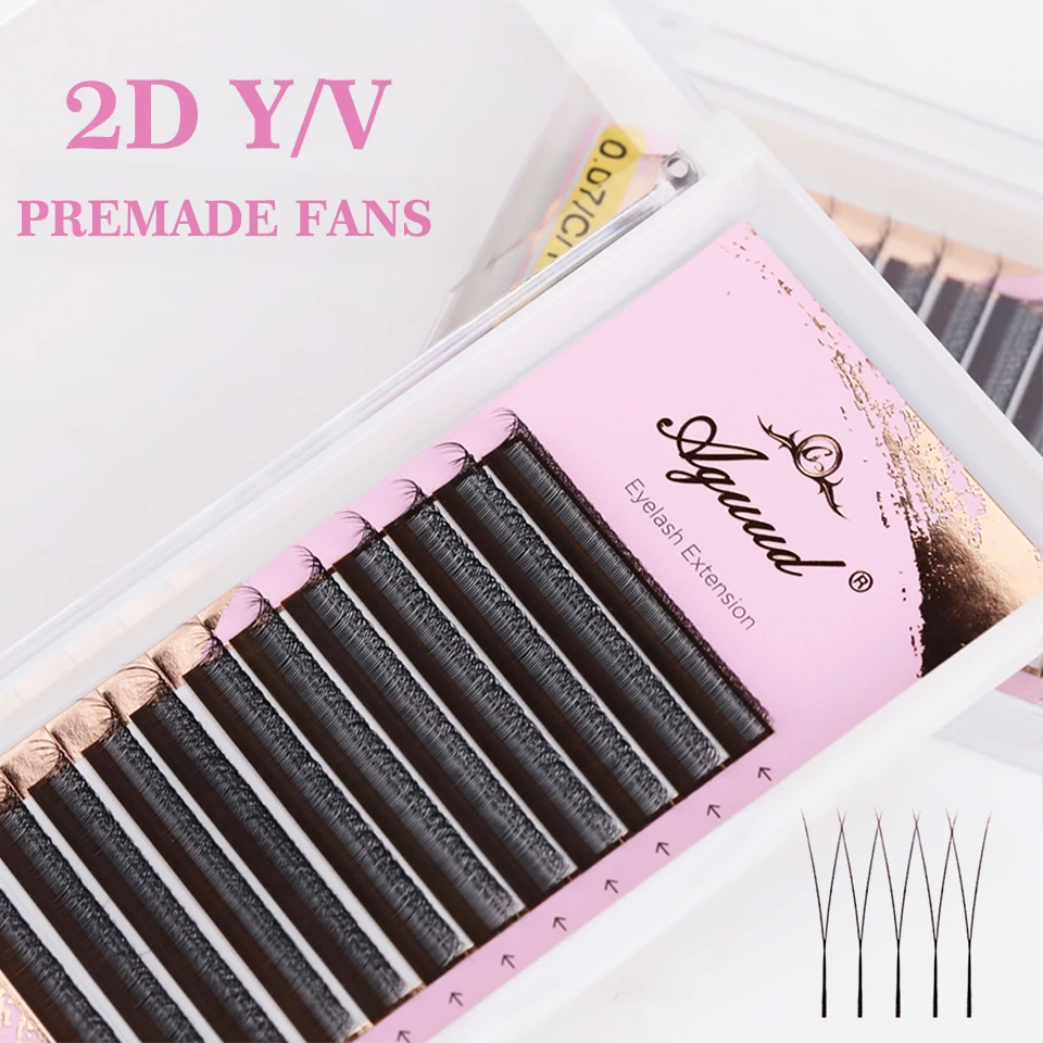 Aguud 2D Y Shaped Lashes Eyelash Extension  3D 4D W Shaped Premium Individual  False Lashes Mesh Net Cross Lash Makeup Cilia