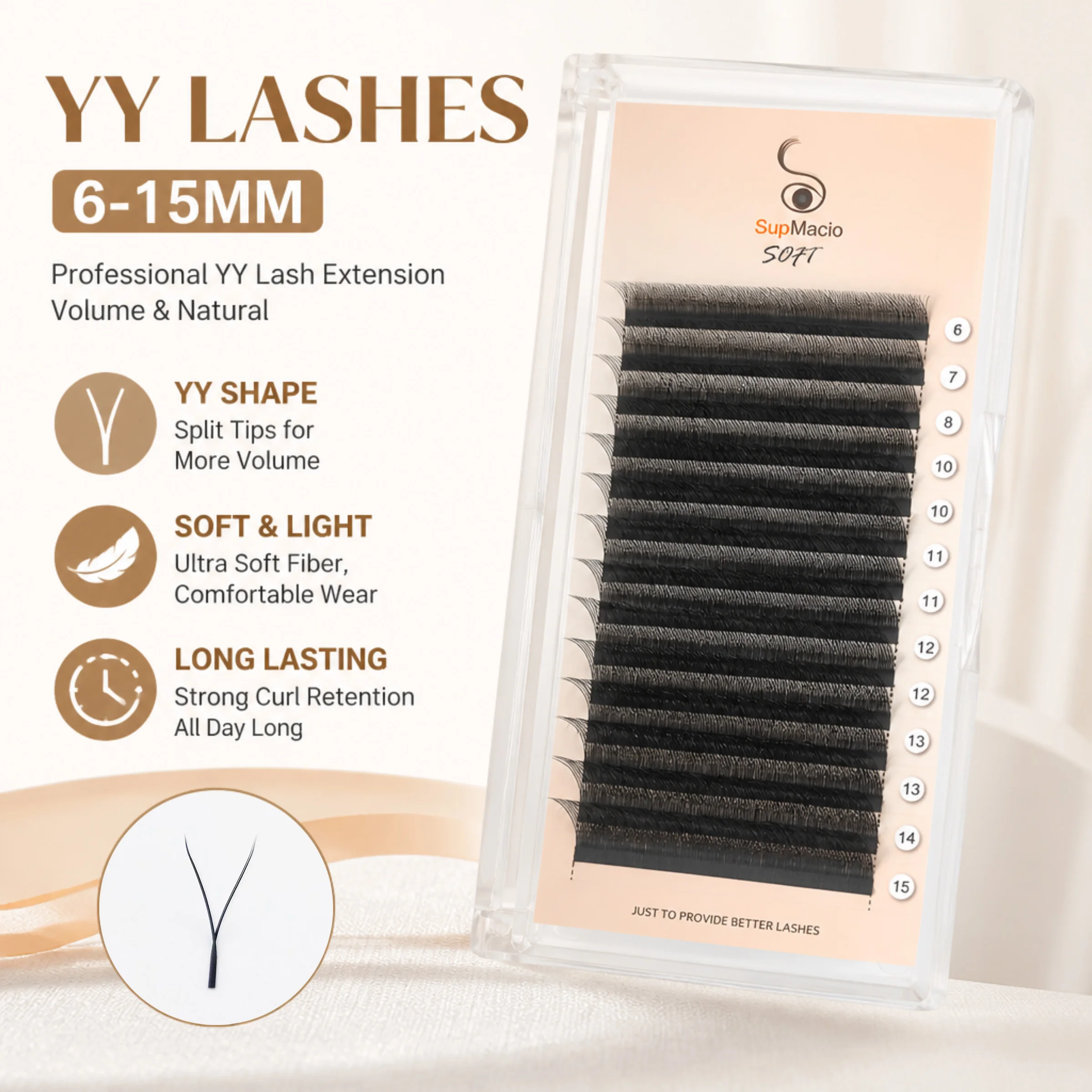 Supmacio Yy Eyelashes 07 Fios Lash Y Shaped C/D Curl Yy Lash Extensions Mix Y-Lash 2d Volume Eyelashes In Y Blister