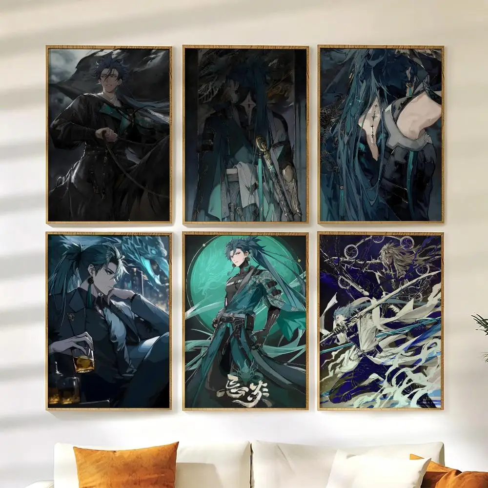 Wuthering Waves Jiyan Poster Wall Stickers HD Painting Self Adhesive Art Decals for Bedroom Living Room Home Decor