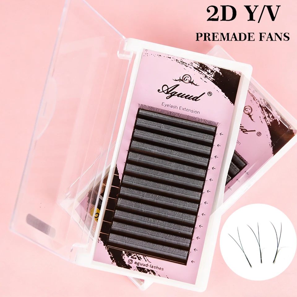 2D Volume Lashes Ultra-thin Y Lash  Extension Lightweight Premade Fans Eyelash Extensions Single Tip 2D Y Mesh Net Cross Lash