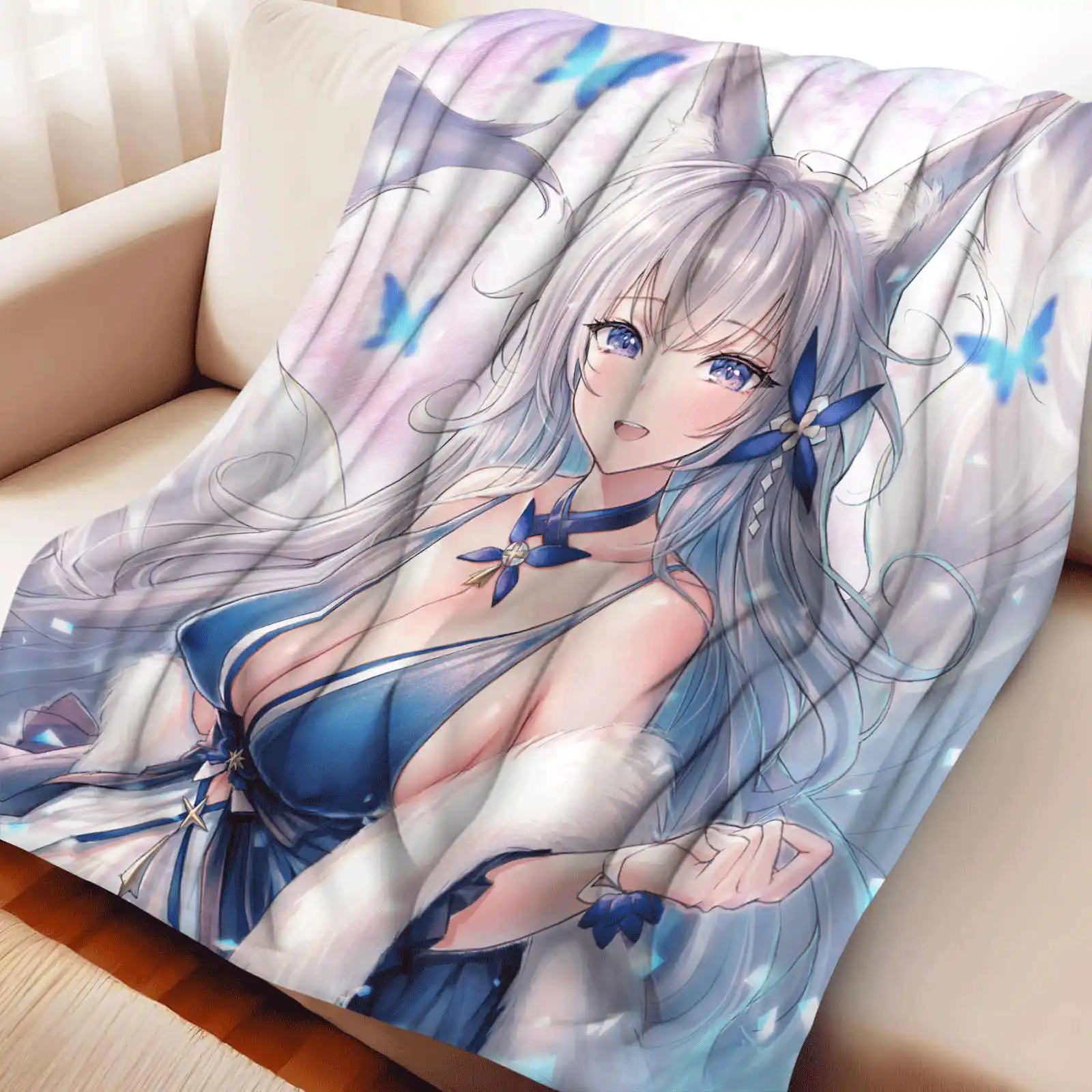 Azur Lane  Enterprise  New Jersey Flannel Throw Blanket Bedding Couch Decoration Ultra-Soft Warm Bedspreads