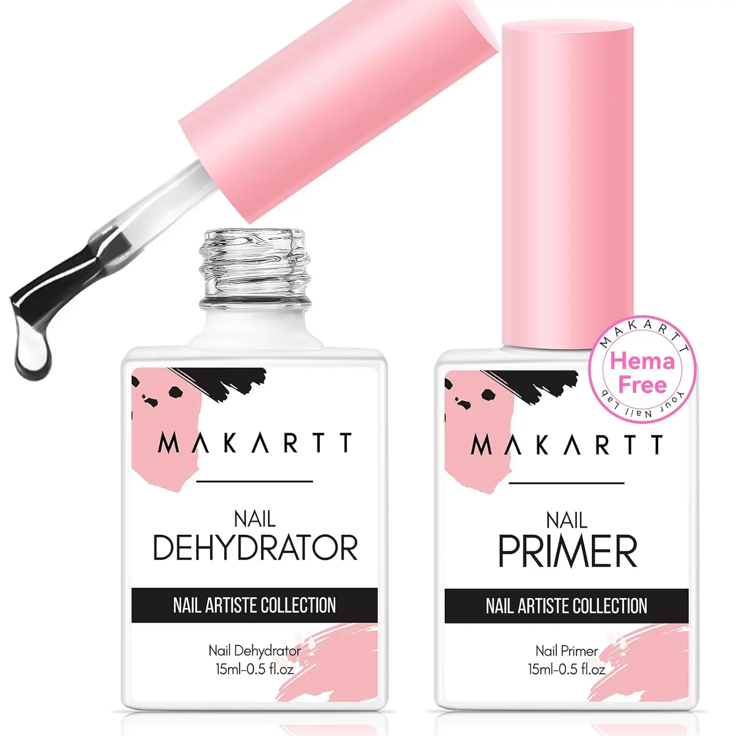 2Pcs Acid Free Natural Nail Prep Dehydrate & Bond Primer Makartt 15ml Gel Nail Polish Nail Dehydrator and Primer Supplies