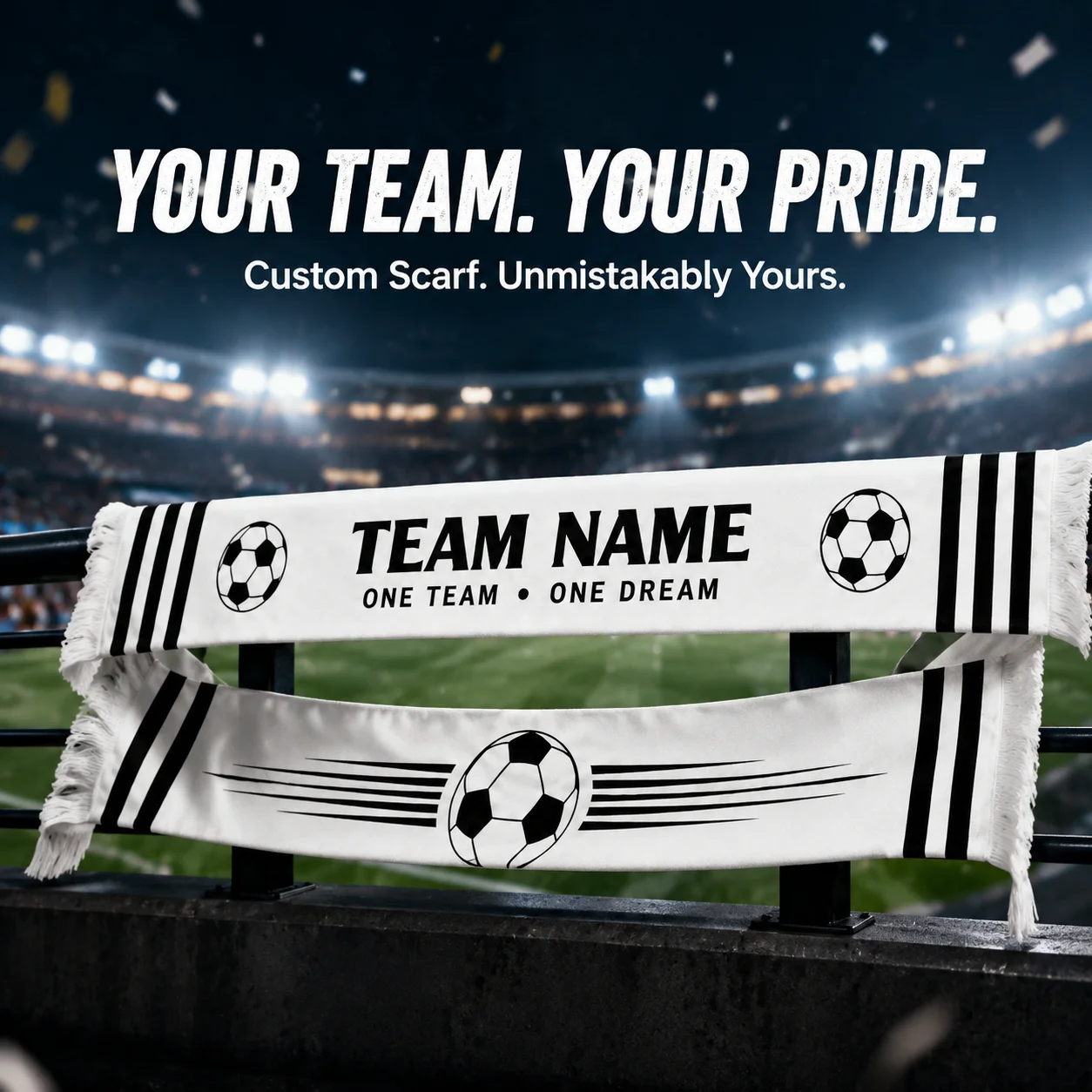 Personalized Football Club Scarf - Custom Name/Logo Printed Satin Fan Scarf for Soccer Fans & Team Spirit