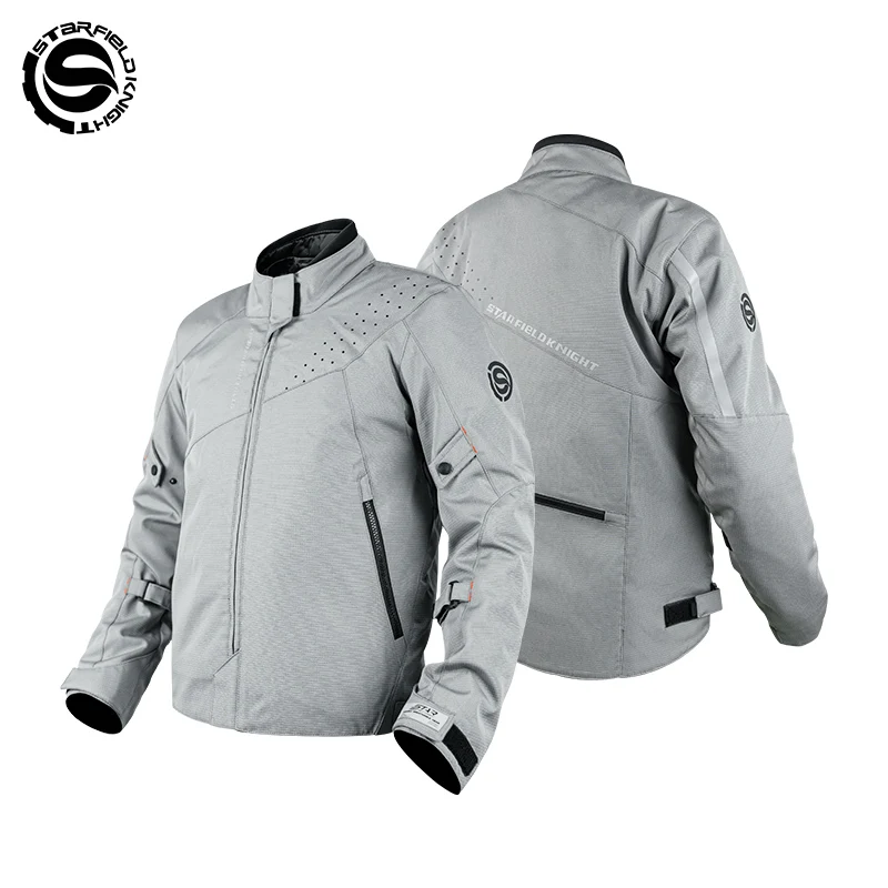 SFK Grey Motorcycle Riding Clothing Men's Jacket Spring&Summer Breathable Detachable Winter Warm Inner Liner CE Protective Gears