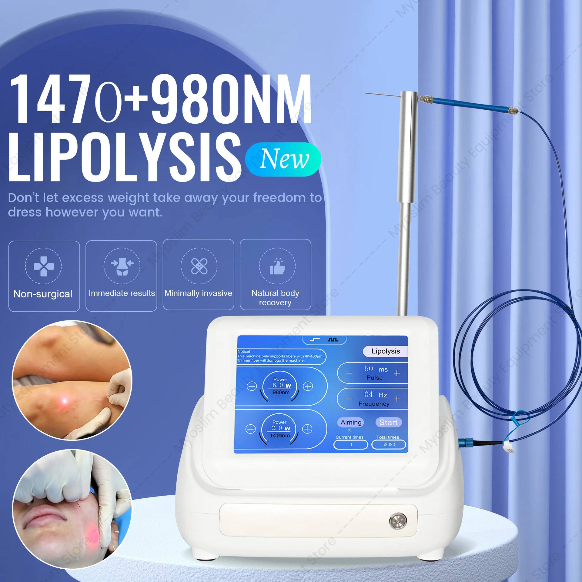 Professional Body Contouring Machine 980nm 1470nm Fat Reduction Skin Tightening Facial Lifting Beauty Salon Equipment Spa Use