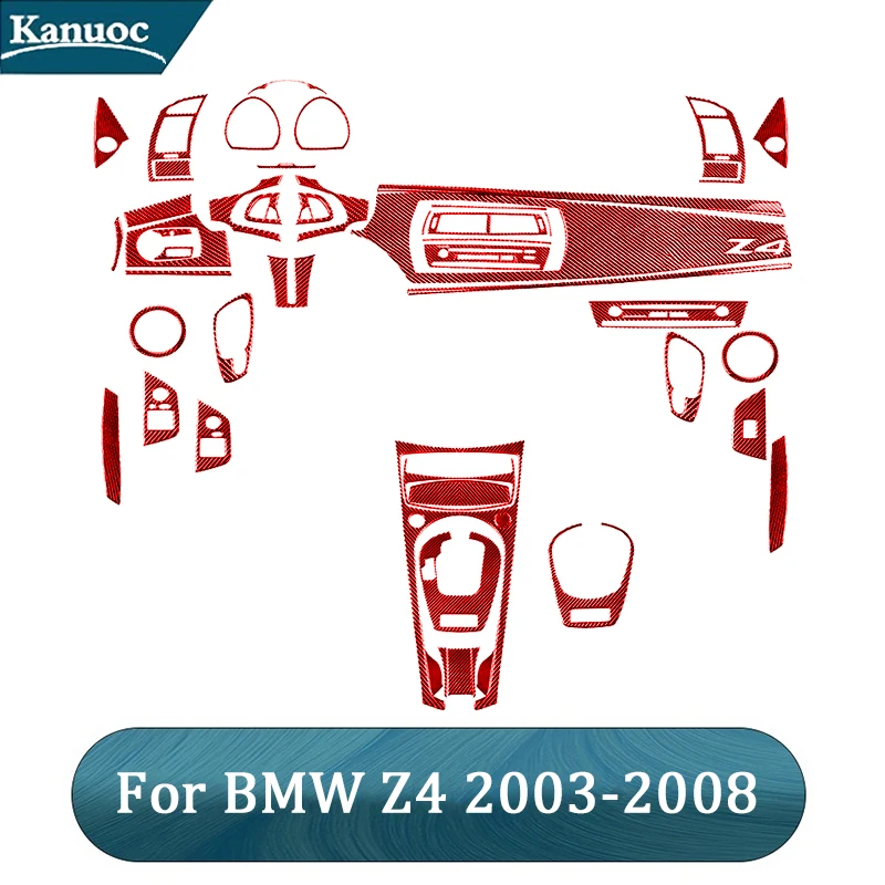 Red Carbon Fiber Car Stickers For BMW Z4 2003-2008 Car Interior Decorative Accessories