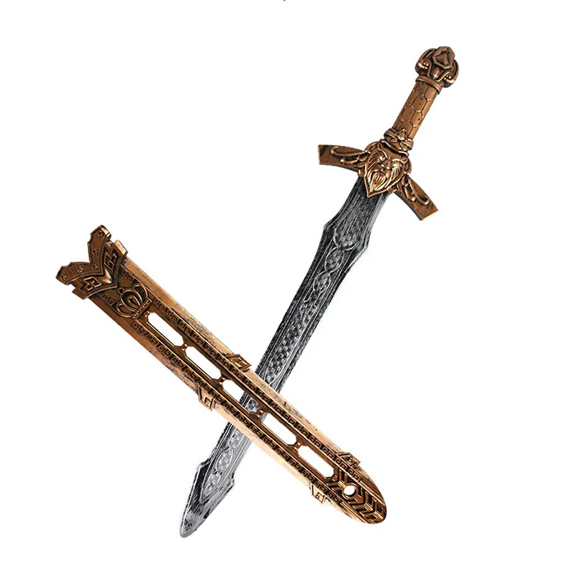 Cosplay Medieval Knight Sword With Scabbard 55cm Plastic Arming Saber Model Vintage Samurai Toy Props Warrior Walking Rapier