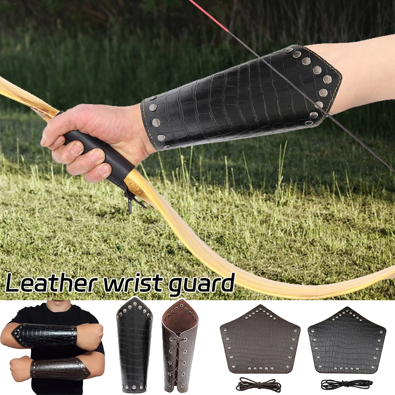 1 Pair Medieval Faux Leather Armor Arm Warmers Snakeskin Pattern Lace-Up Viking Knight Gauntlet Wristband Bracer Cosplay Props
