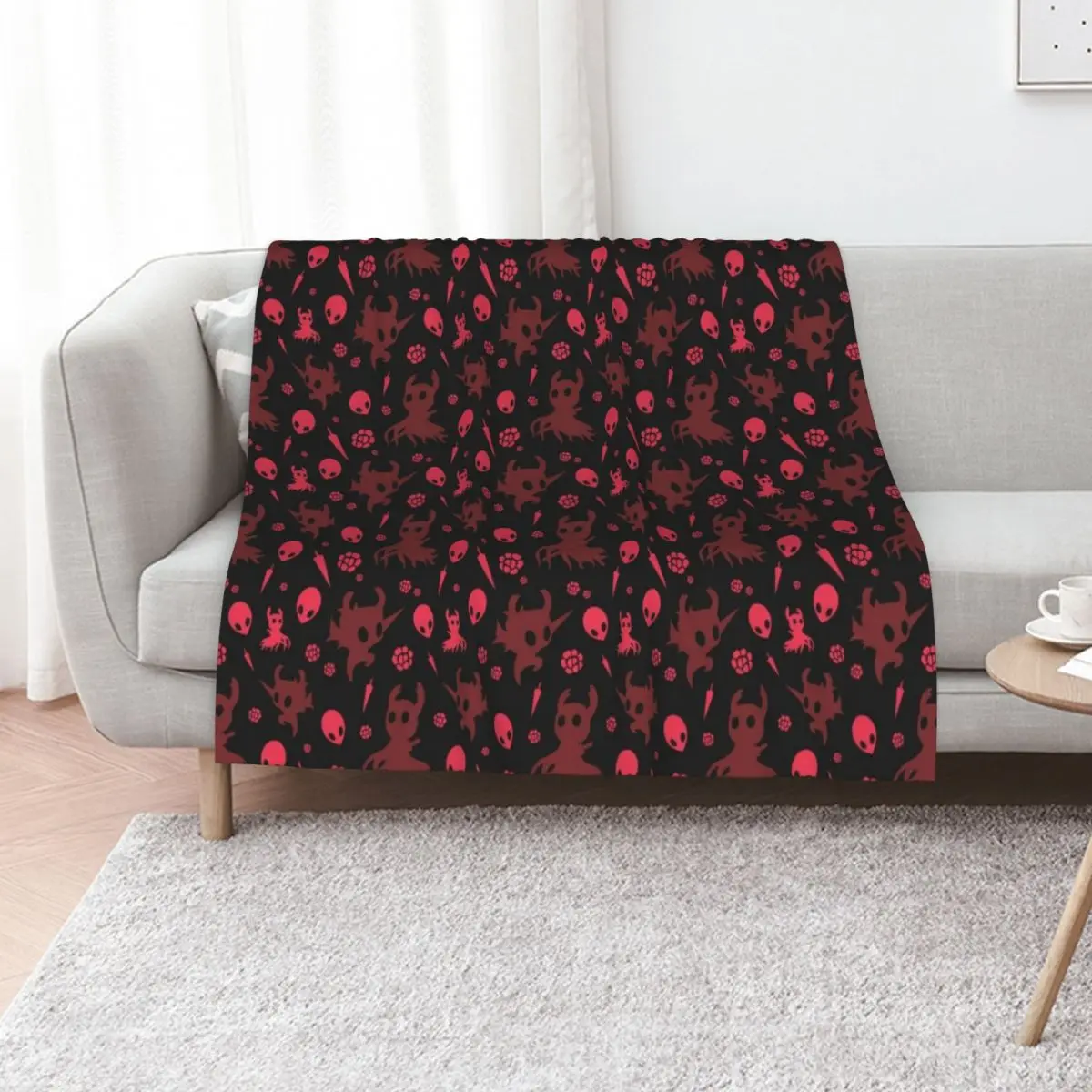 GRIMM Hollow Knight Pattern Throw Blanket halloween Bed linens Heavy manga warm winter bed plaid Blankets