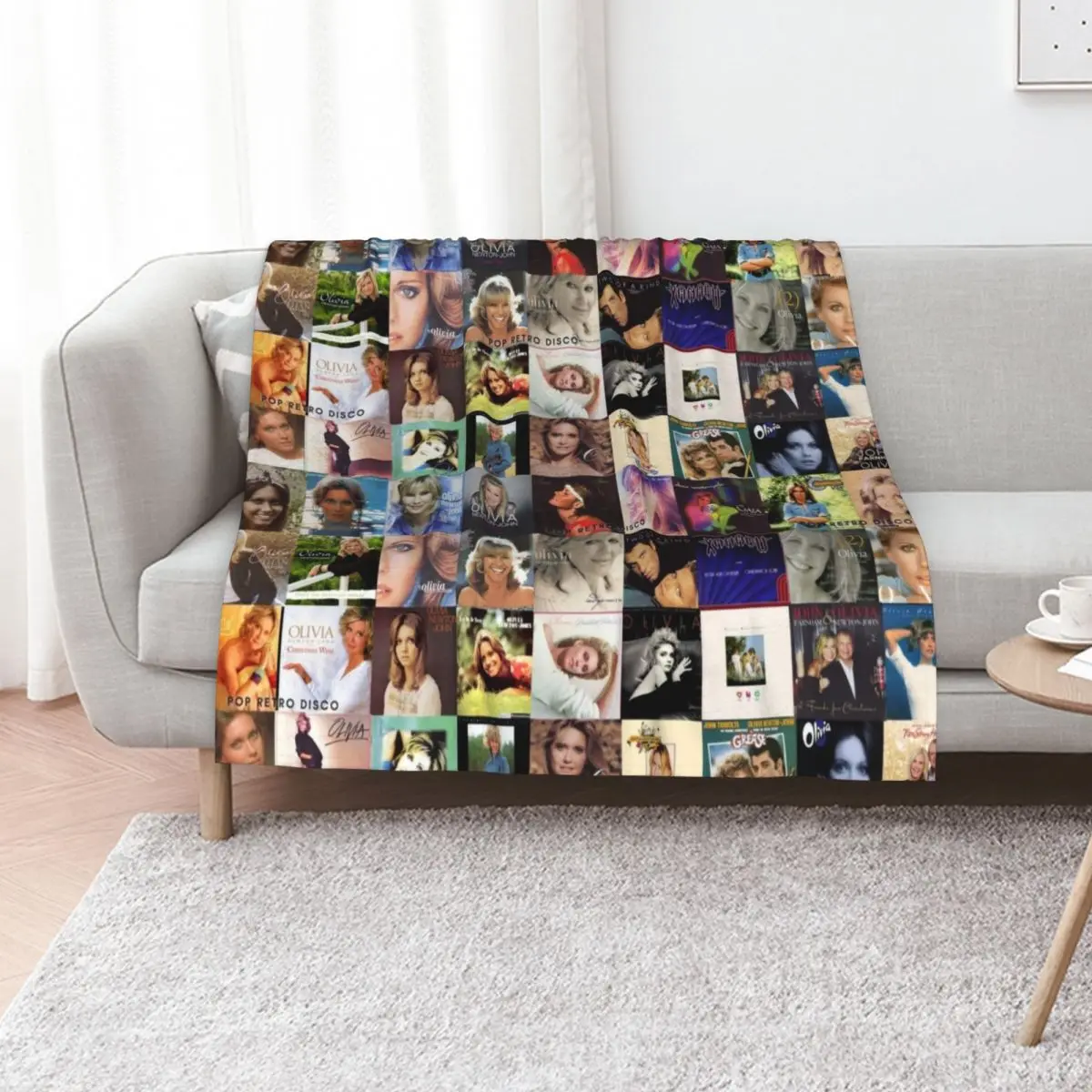 Olivia Newton-John - Album Collage - Designed by PopRetroDisco Throw Blanket anime Soft Plaid Thins Custom Blankets