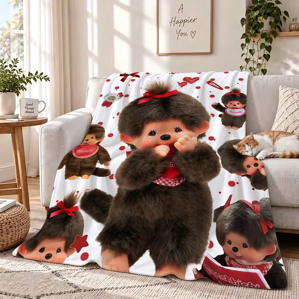 Cute M-Monchhichi-M Blanket Soft Skin Friendly And Thick Suitable For Bedroom Living Room Bed Sofa Camping Office Gift