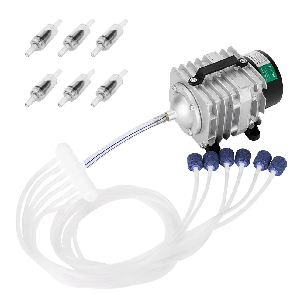 HAILEA 25/30/35/45W Electromagnetic Air Compressor Fish Tank Oxygen Aquarium Air Pump 6 Way Pond Aerator Pump with Parts