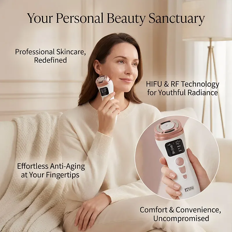 Mini HIFU RF Radio Frequency Facial Machine EMS Face Lifting Skin Tightening Rejuvenation LED Photon Therapy Warm Beauty Device
