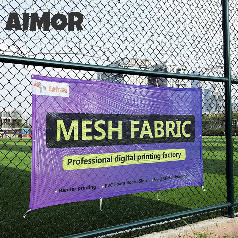AIMOR Custom Logo Picture Any Size DIY Mesh Cloth Banner Windproof Rainproof Advertising Cloth Background Print Outdoor