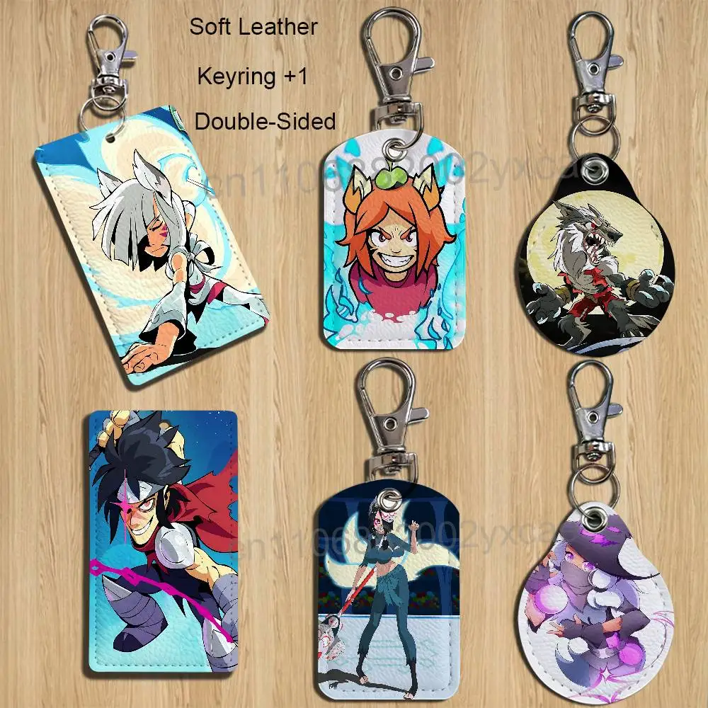 Age of Dragons Brawlhalla Rectangle ID Card Case Keychain Access Card Bag Key Tag Ring Leather Card Holder Key Ring Access