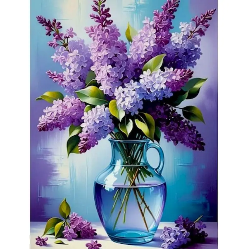 GATYZTORY Flower Paint By Numbers Oil Painting Frame For Adults Hand Paind Kit Canvas Lavender Vase Wall Decorations Living Room