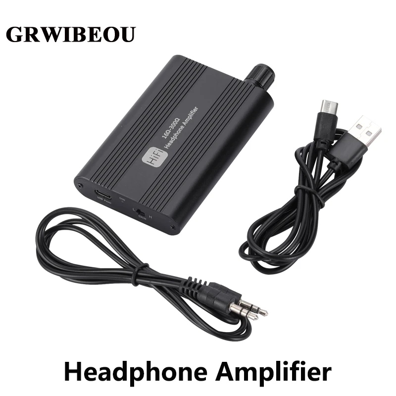 GRWIBEOU 16-300 Ohm HiFi Headphone Earphone Amplifier 3.5mm Jack Aux Portable Adjustable Audio Amp for Mobile Phone Music Player