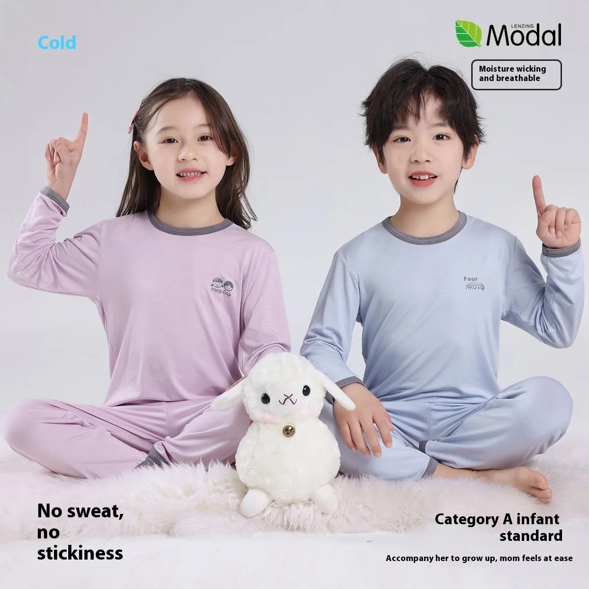 2025 New Teen Kids Pajamas Set Summer Modal Loungewear Boys Girls Homewear Baby Thin Air-Conditioning Outfits Ice Silk Sleepwear