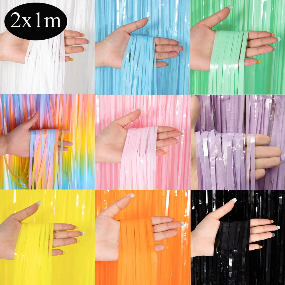 Rainbow Foil Fringe Curtain Backdrop Curtains Bachelorette Party Backdrop Tinsel Foil Curtain Wedding Birthday Photo Booth Decor