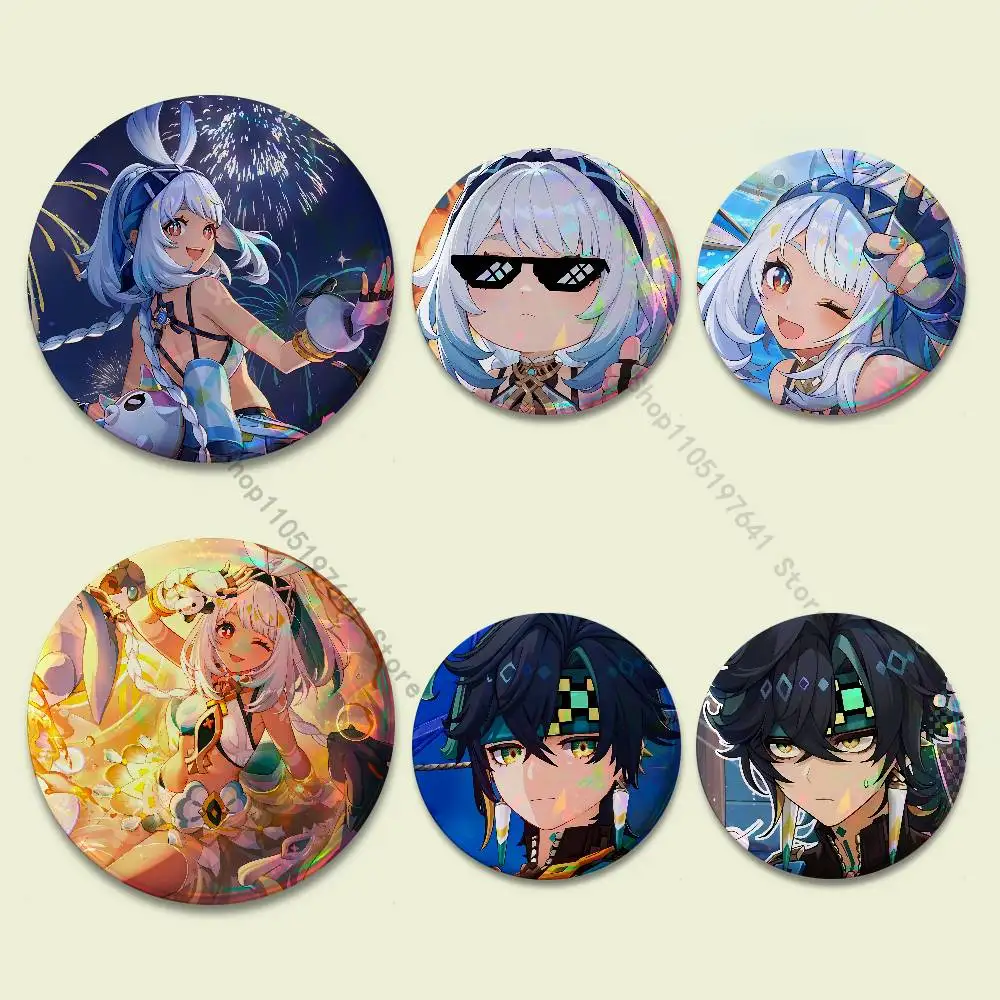 Kinich Mualani G-Genshin Impacts Creative Round Badge Button Pin Bag Decor Fans Collection Friends Gift Brooch