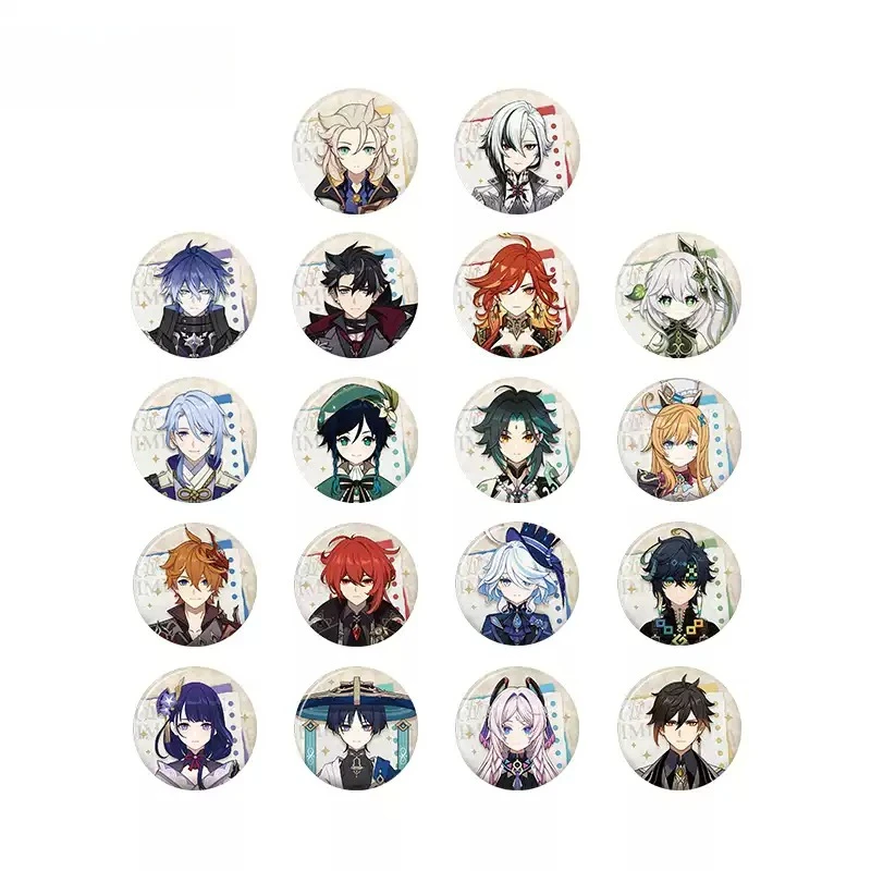Genshin Impact Kamisato Ayato Flins Kinich Cosplay Anime Medal Tinplate Badge Brooch Backpack Ornament Game Official Gifts