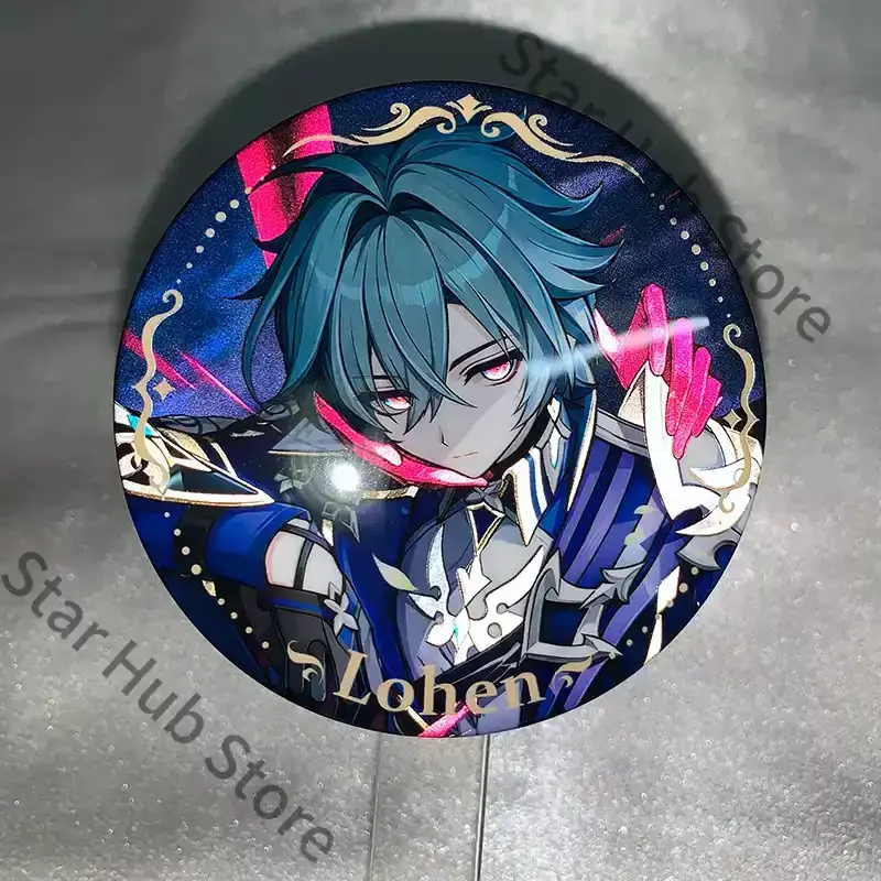 Genshin Impact Lohen Coloured Paper Tinplate Badge Reflective Badges Cosplay Colleagues Game Related Products Gifts Anime
