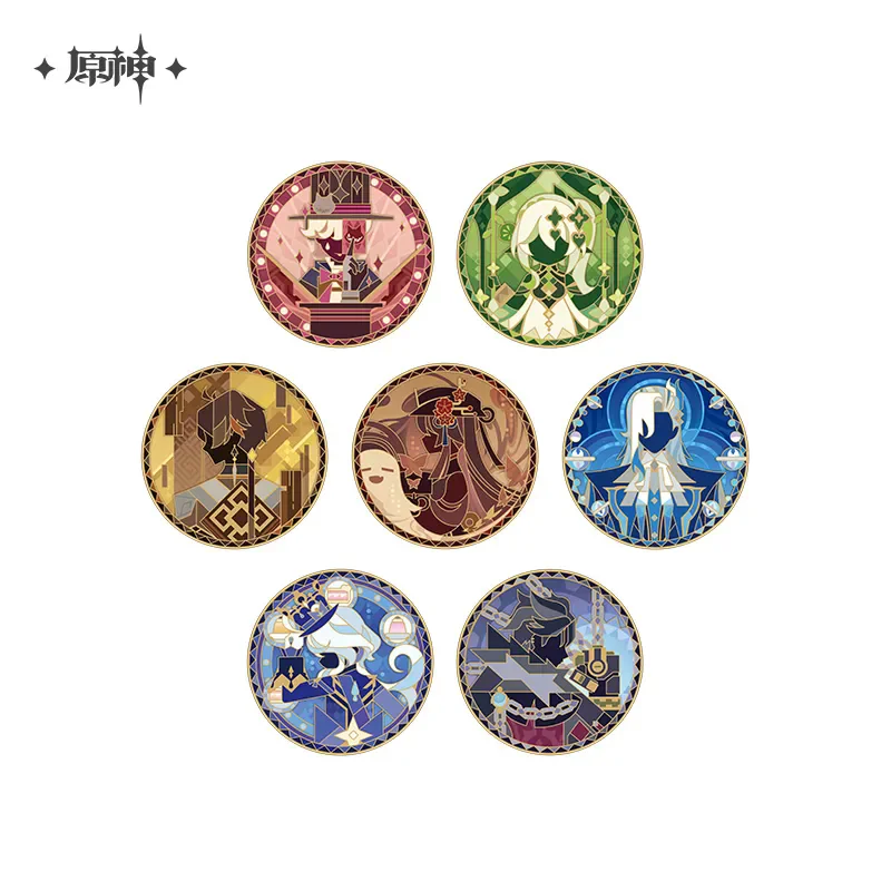 Official Metal Rotating Badge Genshin Impact Wriothesley Zhongli Zinc Alloy Brooch Neuvillette Lyney Furina Pins Xmas Gifts ﻿