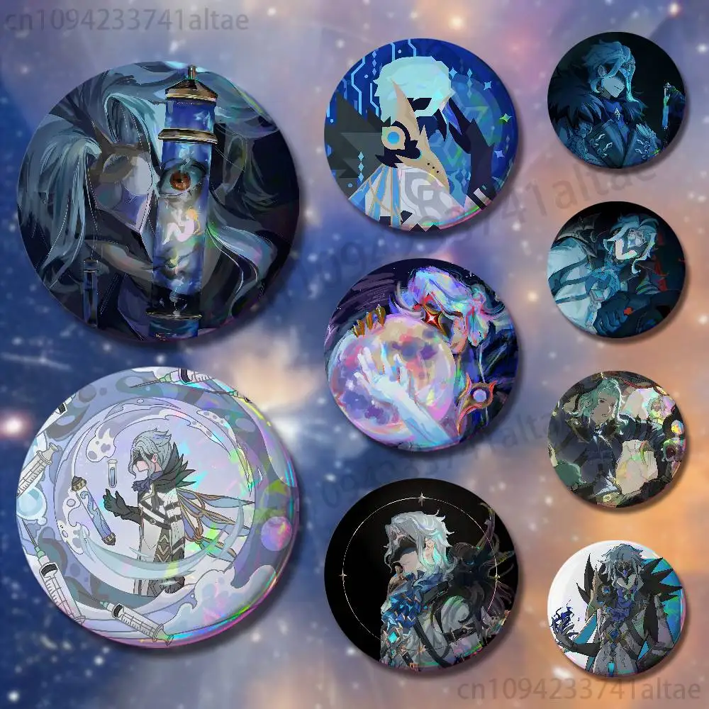 Dottore Genshin Impact Badges 75mm 58mm 44mm 32mm 25mm Brooch Backpack Hat Enamel Pins Accessories Toys Gifts
