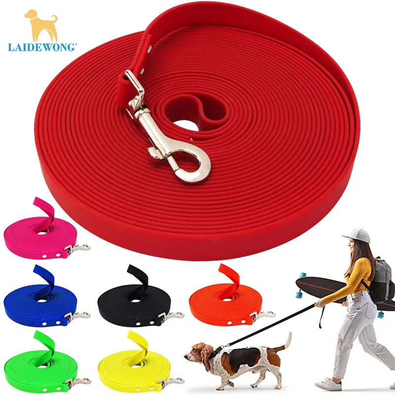 Popular pet product: PVC extended traction rope, waterproof dog walking rope, stain-resistant pet training belt