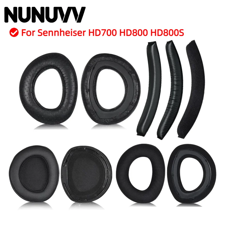 NUNUVV Replacement 1 Pair Sheepskin Ear Pads or Headband For Sennheiser HD700 HD800 HD800S Headphones Ear Pads Headset Foam
