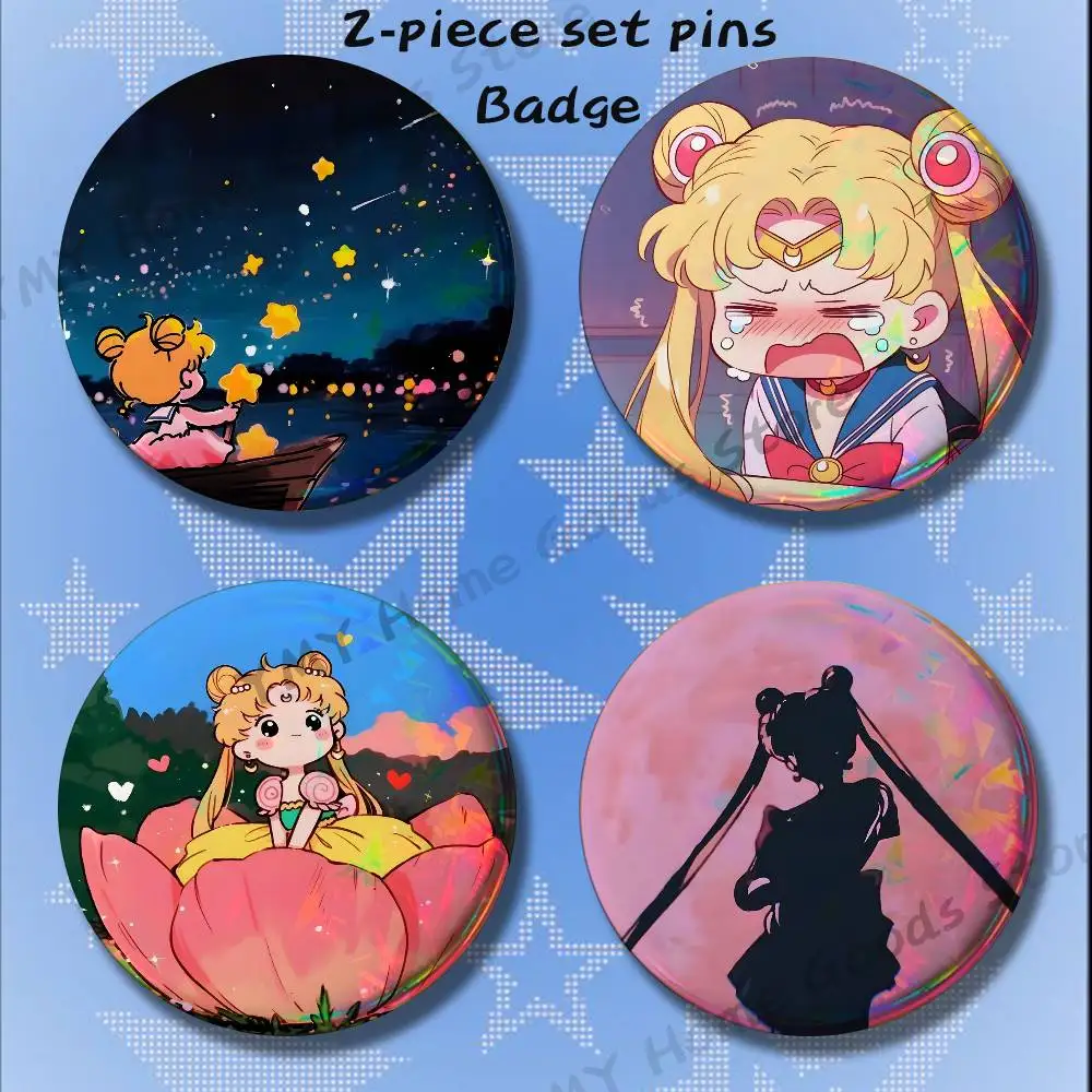 Sailor Usagi Moon Magic Girl 2-piece set Free Mix Backpack Clothes Jewelry Accessories Round Badge Collection Gifts